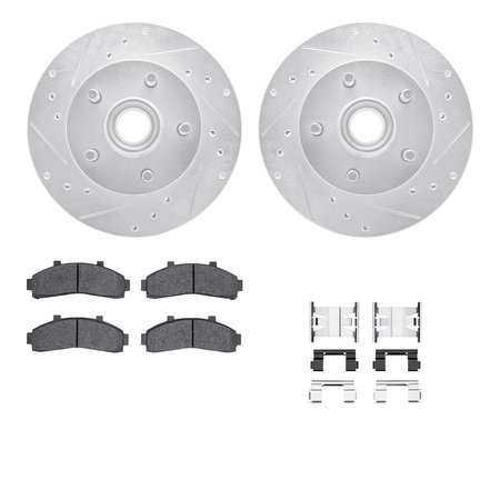 DYNAMIC FRICTION CO 7412-54026, Rotors-Drilled and Slotted-Silver w/Ultimate Duty Brake Pads incl. Hardware, Zinc Coated 7412-54026